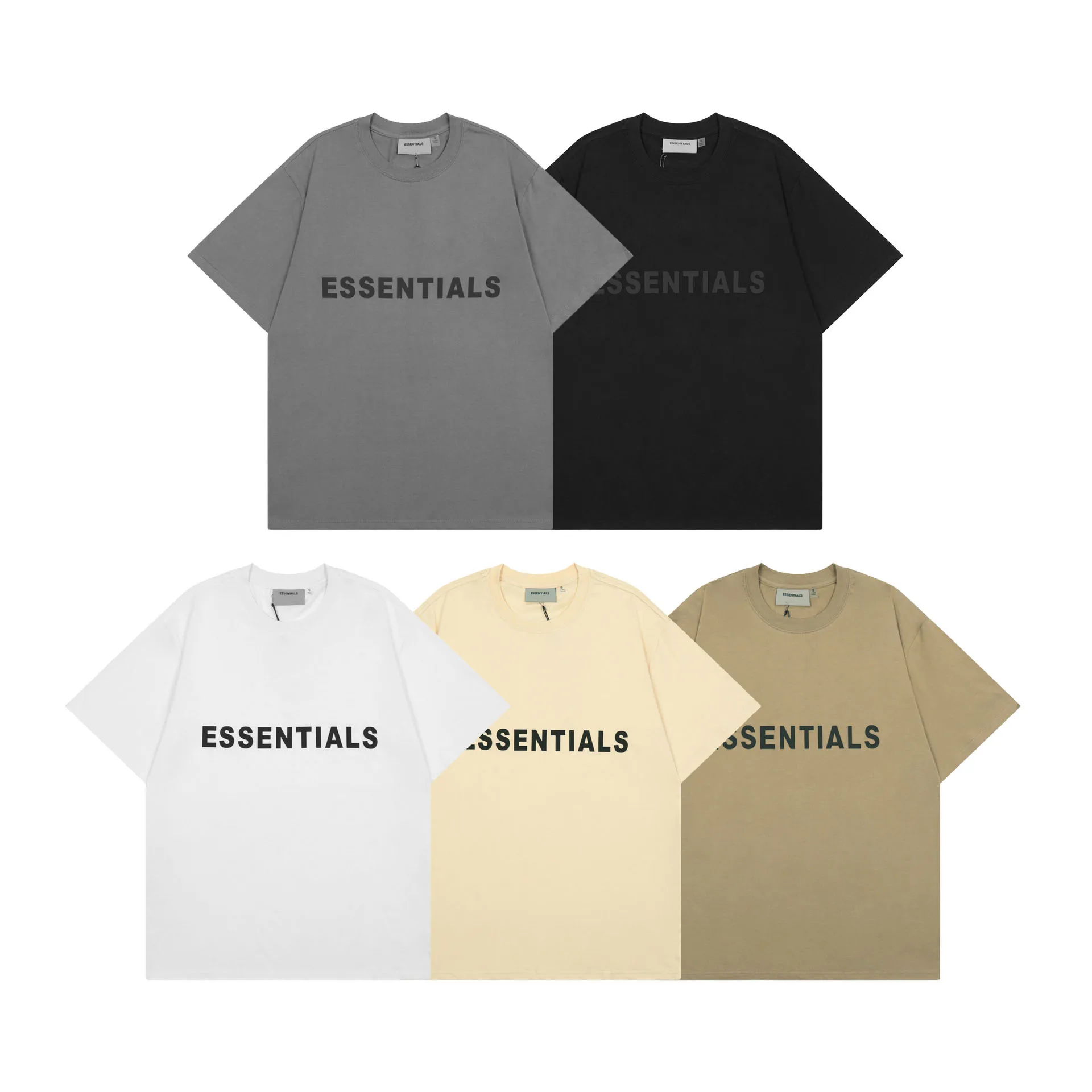 

Летняя новая хлопковая рубашка EssentialsT с двойной нитью, Свободный Повседневный Топ с принтом для мужчин и женщин в стиле одинаковой пары с коротким рукавом
