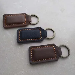 Vintage Cowhide Leather Keychain Accessory - Mini Handbag Pendant (Black)