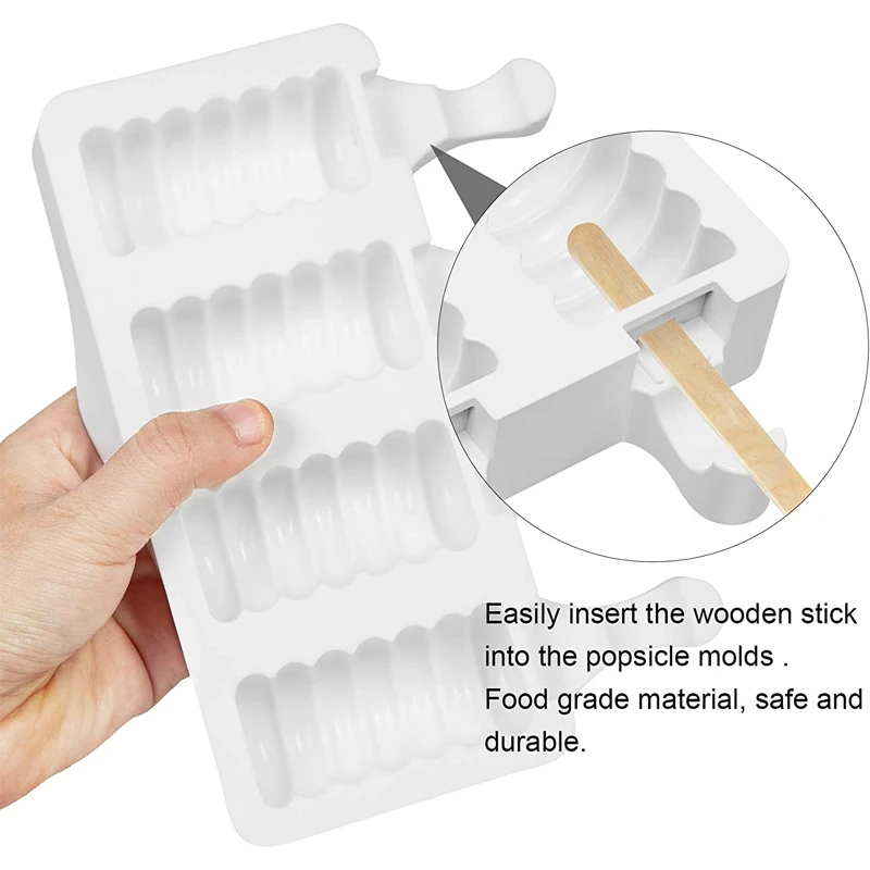 Description Picture 5 of item3/4 Cell DIY Silicone Ice Cream Mold Homemade Popsicle Maker Reusable Ice Cube Tray Mousse Dessert Ice Cream Mould Baking Tools