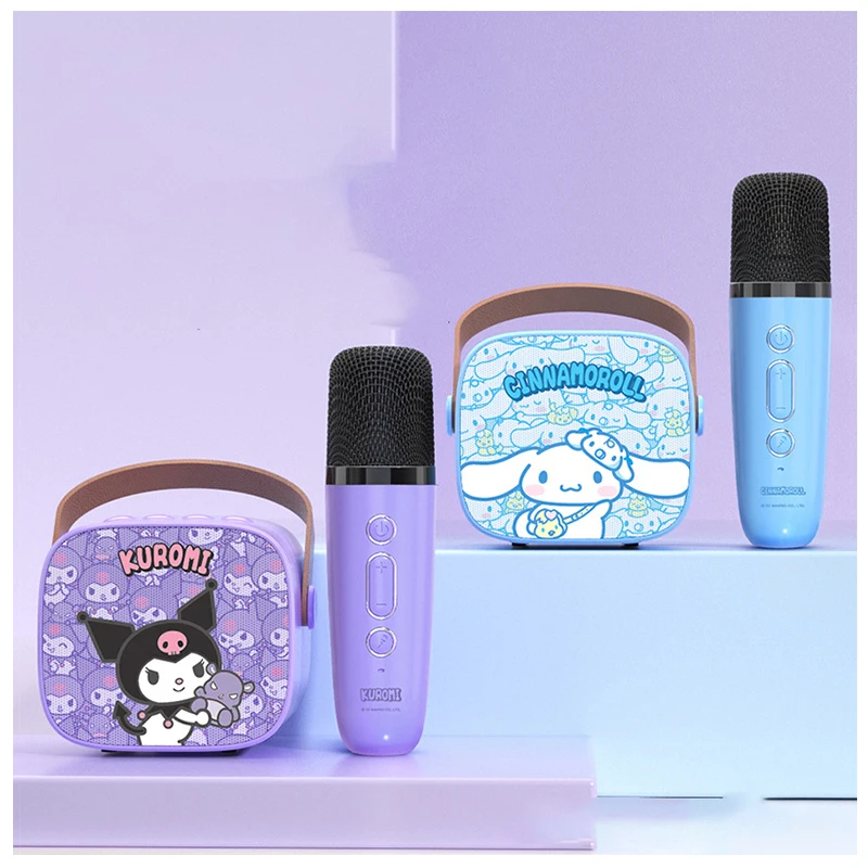 

Cartoon Sanrios Cinnamoroll Kuromi Wireless Bluetooth Speaker with Mini Microphone Set Compact High Sound Quality Long Endurance