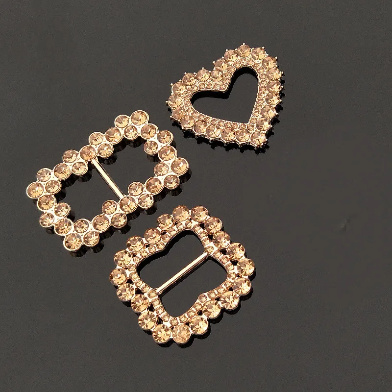 

10 PCS KC Gold Plated Clasps Crystal Rhinestone Buckle Alloy Headwear Clothes Accessories For DIY Jewelry Making Material