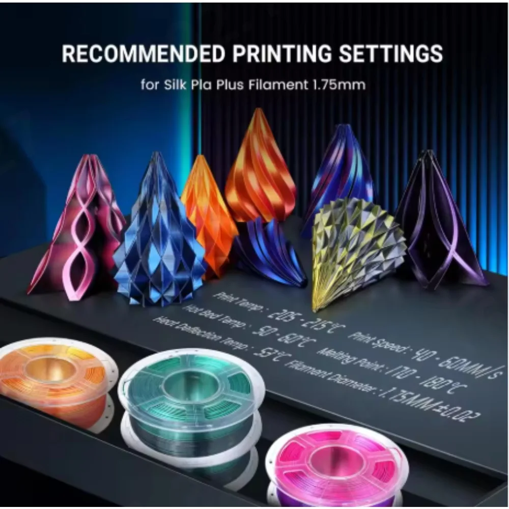 SUNLU 실크 PLA 플러스 필라멘트 1.75mm 1KG 듀얼톤 샤이니 스무스 고강도 재사용 가능 스풀 (FDM 3D 프린터용)