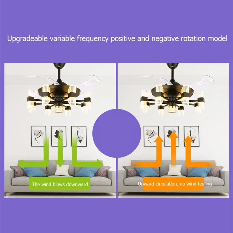 Hongcui Modern Ceiling Fan With Light And Control LED Home Decorative For Living Room Dining Room Bedroom Restaurant