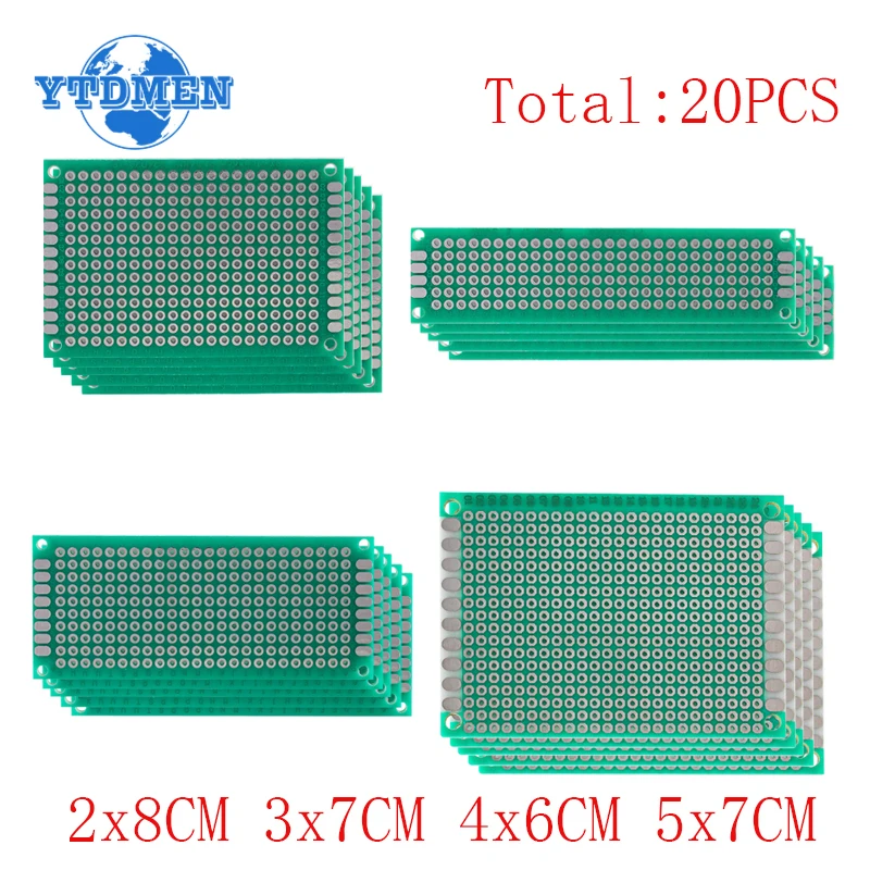 20PCS Prototype PCB Board 5x7 4x6 3x7 2x8cm Single Sided Diy Universal Printed Circuit PCB Board Kit