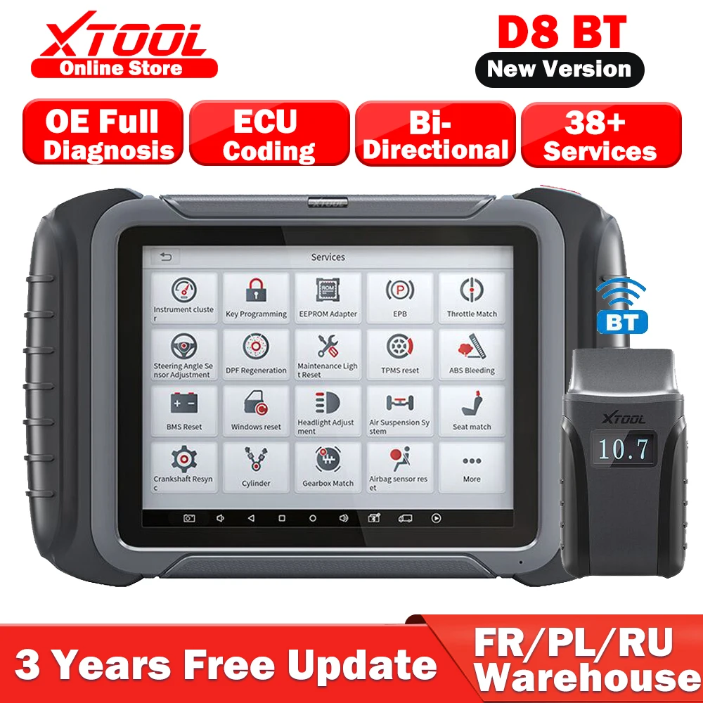 

XTOOL D8BT Car OBD2 Diagnostic Tool D8 BT Active Test ECU Coding Key Programmer Topology Map All System Diagnosis CANFD 38 Reset