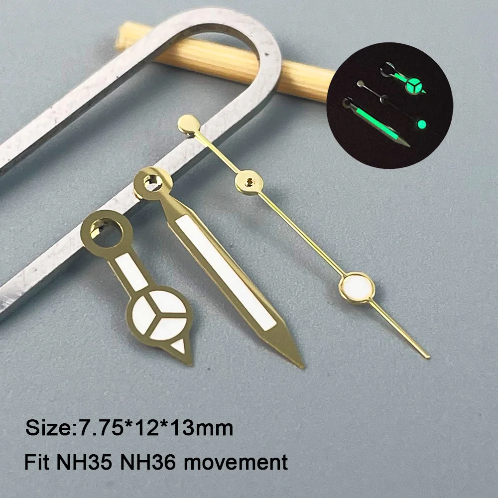 Silver Gold Rose Aiguille NH35 Hands Submariner Mercedes Diver Needles C3 Lumen Pointer for Watches Replacement Part