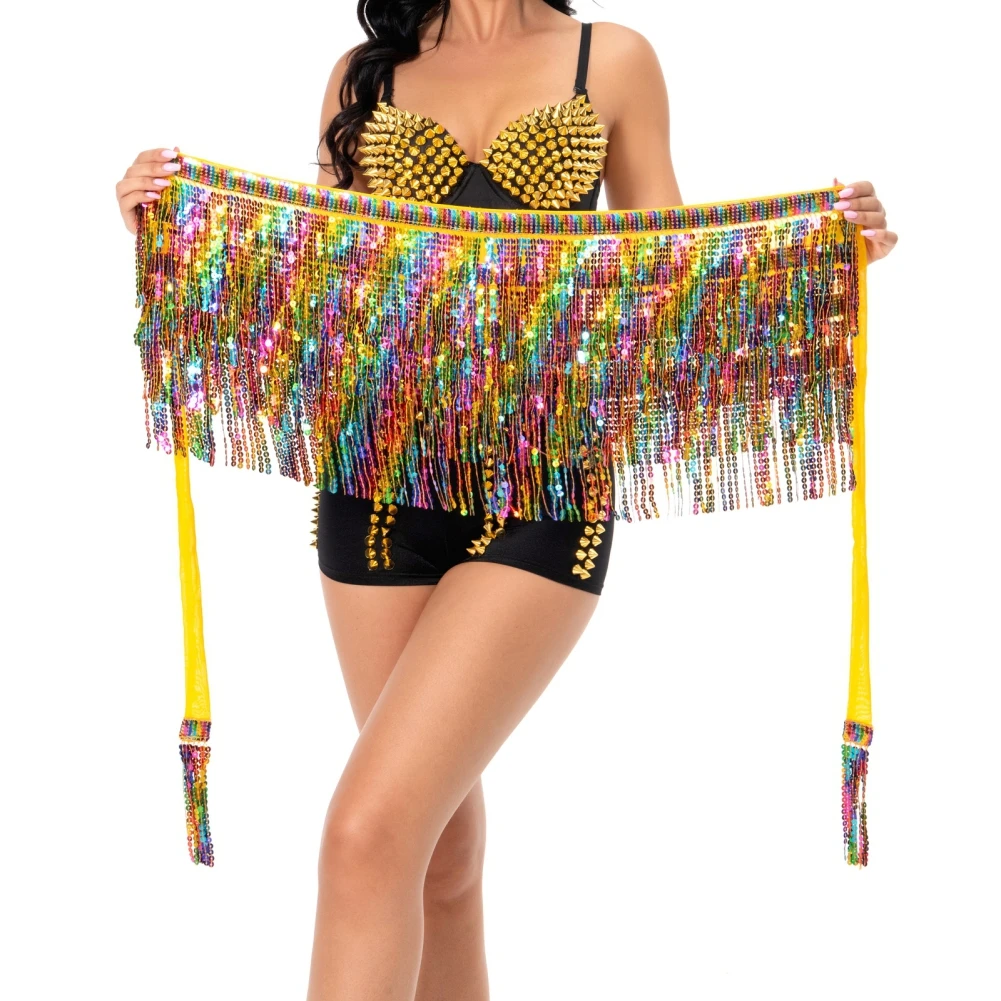 

Women's Nightclub Skirt Sequin With Sparkly Fringe Ladies Skirt Fashion Belly Dancing