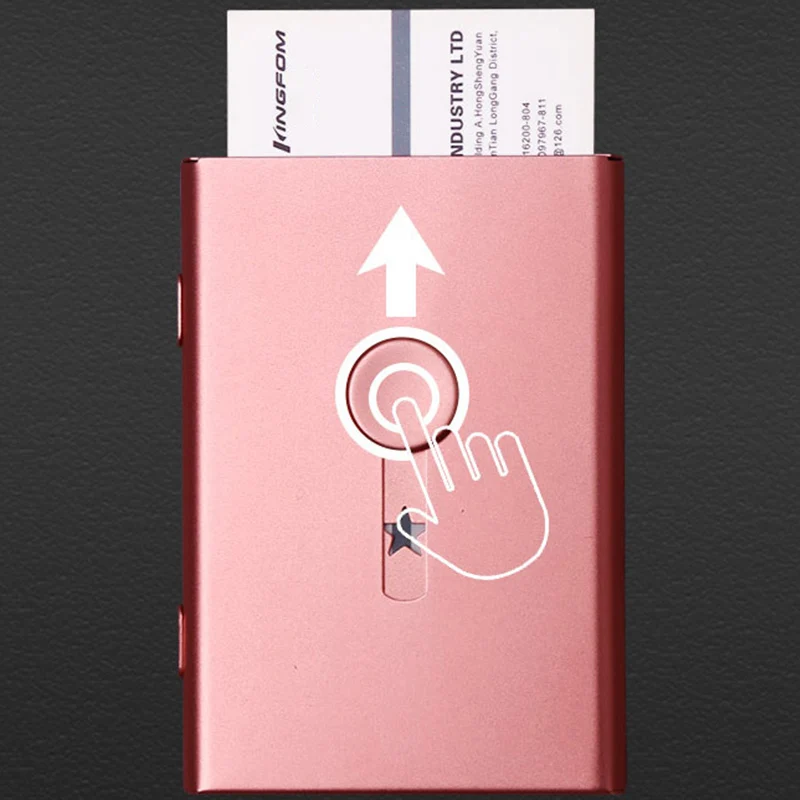 Business Card Holder Hand Push Card Case Bank Card Membership Cards Package Metal Ultra Thin Business Card Box Organizer 4