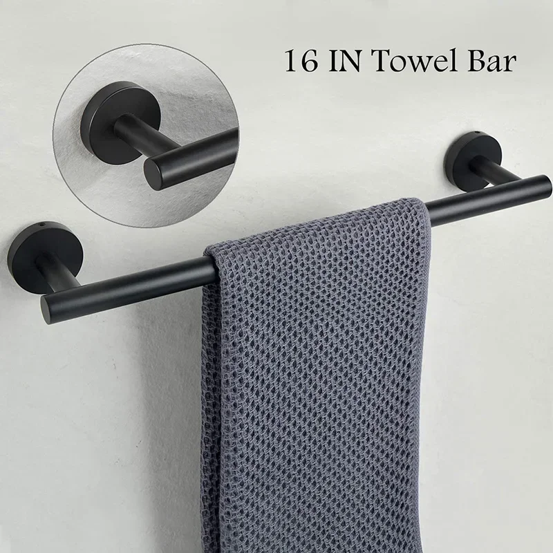 Bathroom Hardware Set Accessories Stainless Steel Towel Rack Toilet Paper Holder Hook Bathroom Shelf Organizer Set 5/6PCS