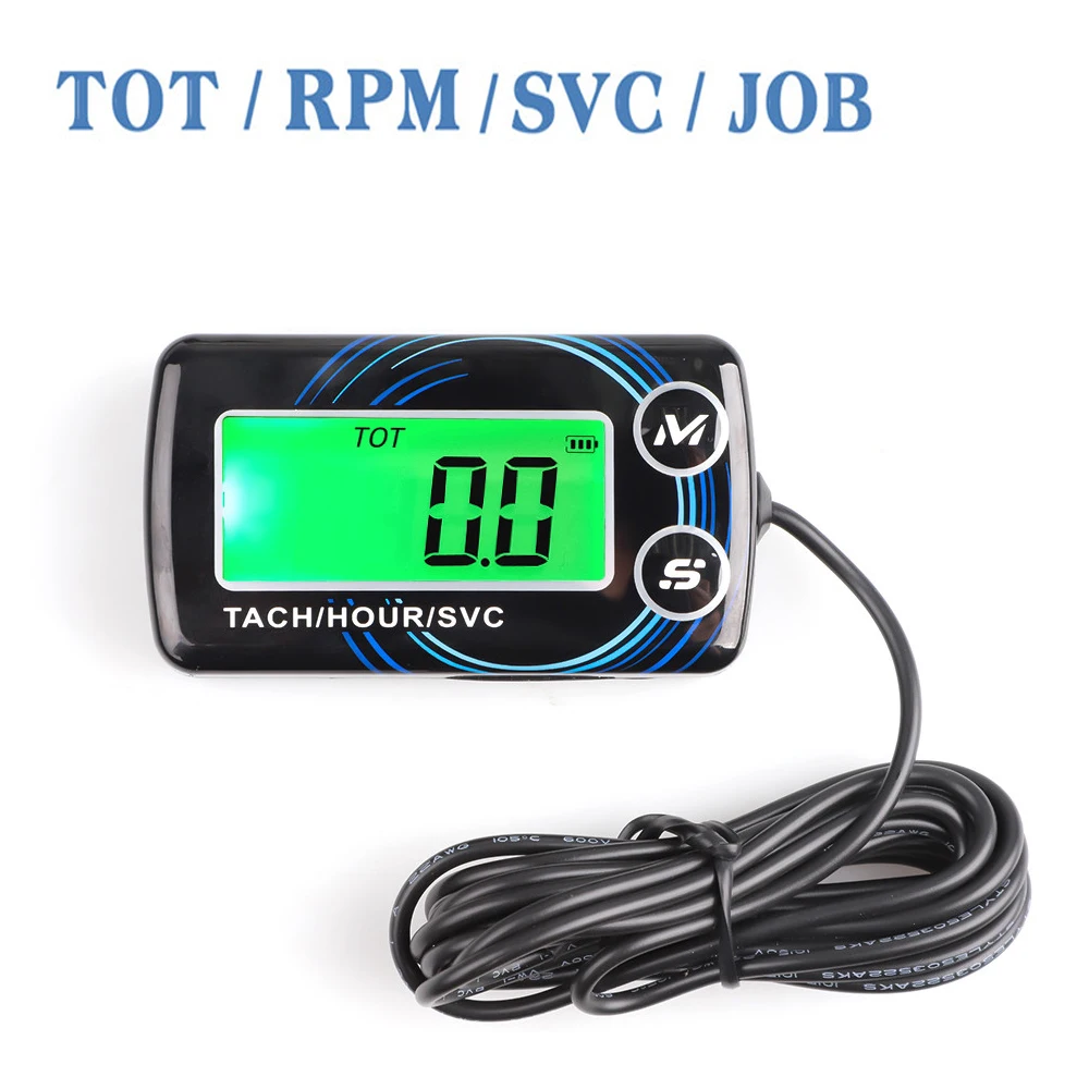 Tachometer Gauge Digital Engine Tach Hour Meter Alert RPM For Motorcycle Chainsaws Boats ATV Marine Glider