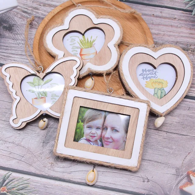 DIY 나무 하트 모양 사진 프레임 펜던트: 홈 데코를 위한 매력적인 액세서리