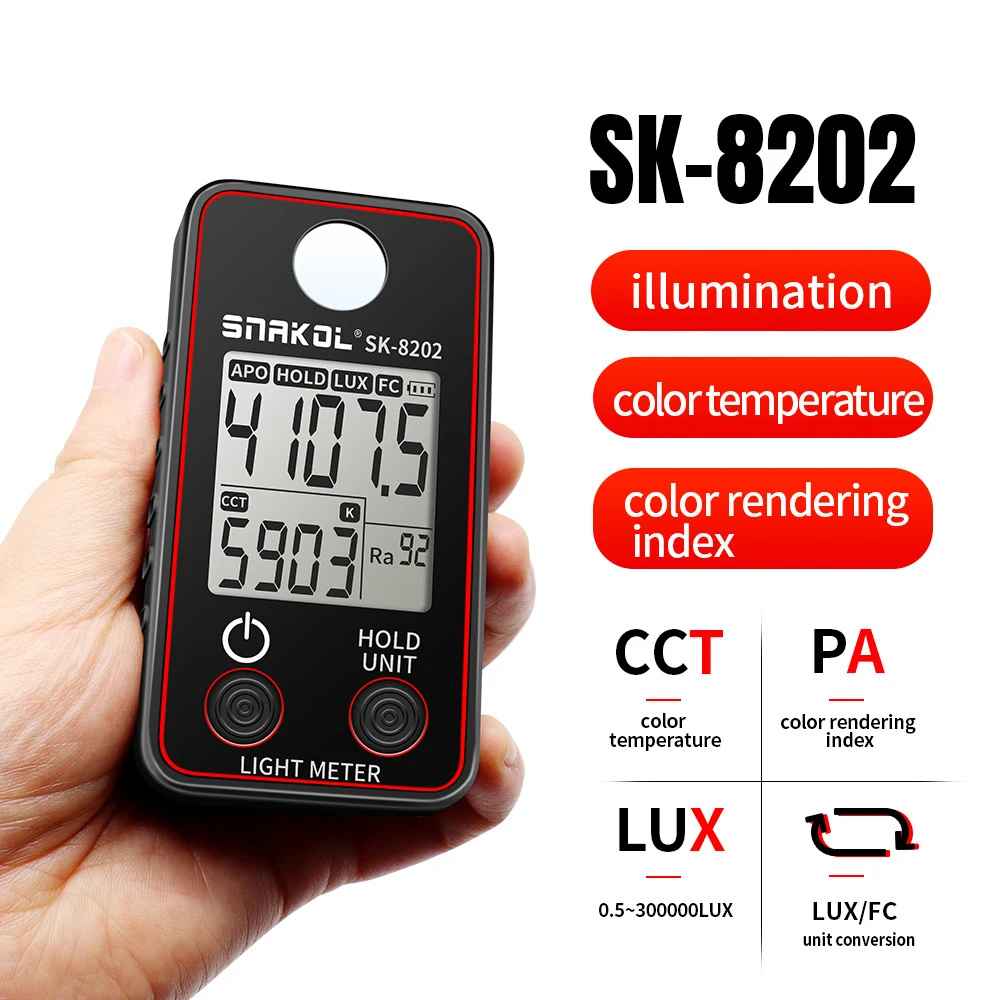 Color Temperature Tester High Precise Illuminance Meter 0.5-300000LUX LED Illumination Test Meter Luminance Measuring color temperature tester
