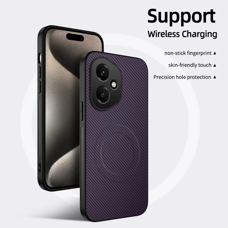 Magnetic Skin-Feel Carbon Fiber Textured Shockproof Case with Magsafe Compatibility