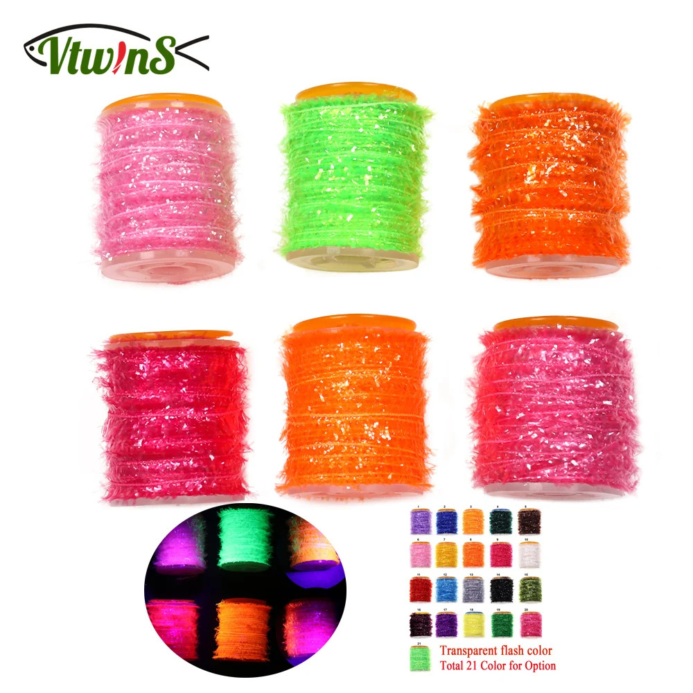 Vtwins Pesca Fly Leging Materiale Crystal Ice Ciniglia Streamer Fly Marabou Jig Flashabou Ice Jig Mosche Salmone Bass Pike Lures