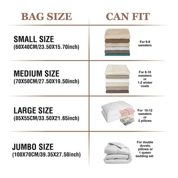 Vacuum Storage Bags 10 Small, Space Saver Seal Bags for Clothing Blankets Comforters Pillows Bedding Travel Luggage Carry-On 4
