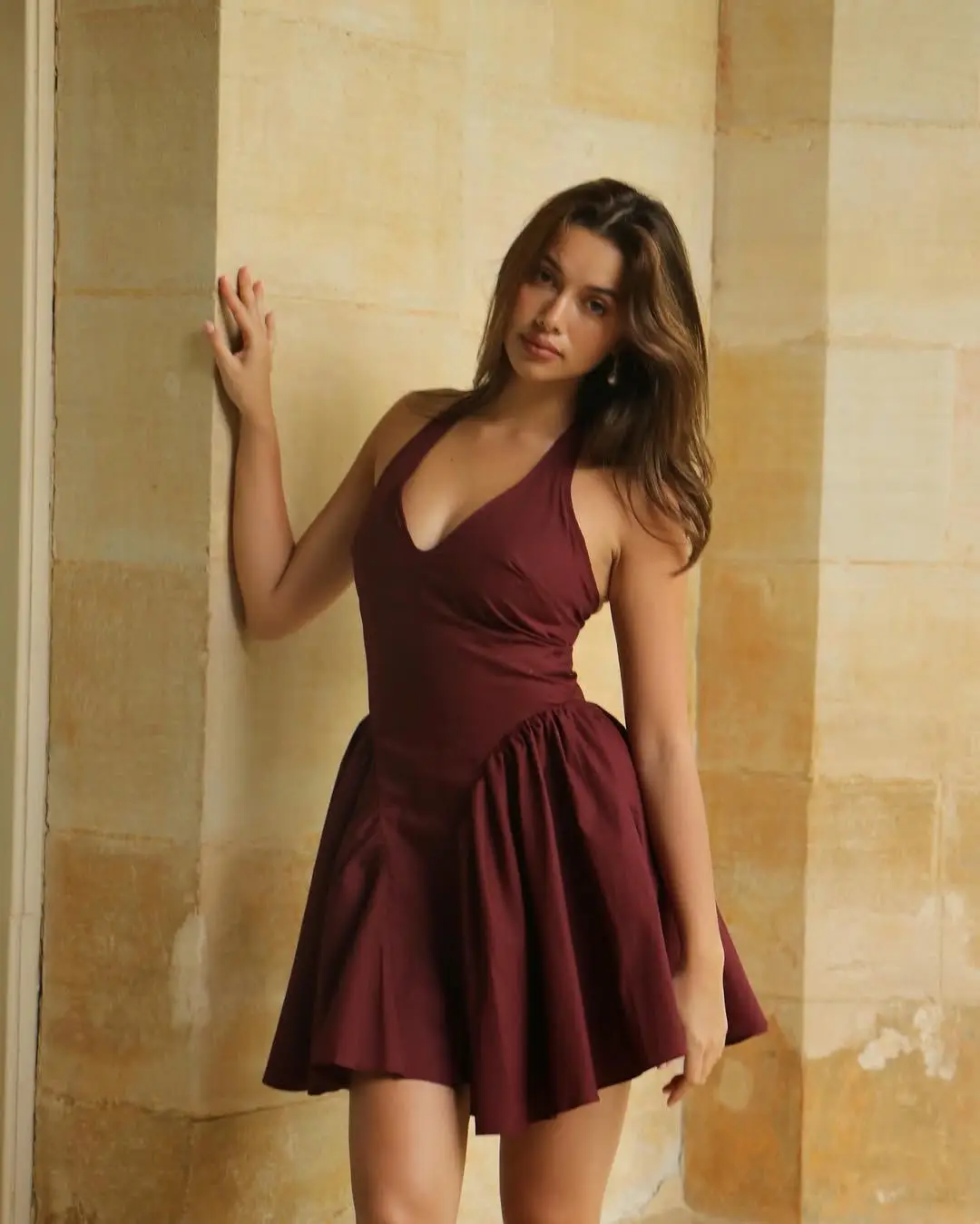 パーティードレス Halter Neck Mini Dress 1 Piece Women's Criss Sexy Bodycon Ruffled Halter Mini Party