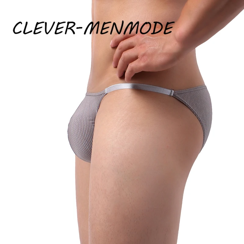 CLEVER-MENMODE Mens Sexy Underwear Breathable Air Hole Briefs Elastic Strap Panties U Convex Penis Pouch Low Rise Underpants