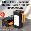 New 200000mAh Power Bank 120W Super Fast Charging for Iphone Xiaomi Laptop LED Light Powerbank Portable External Battery Charger 1