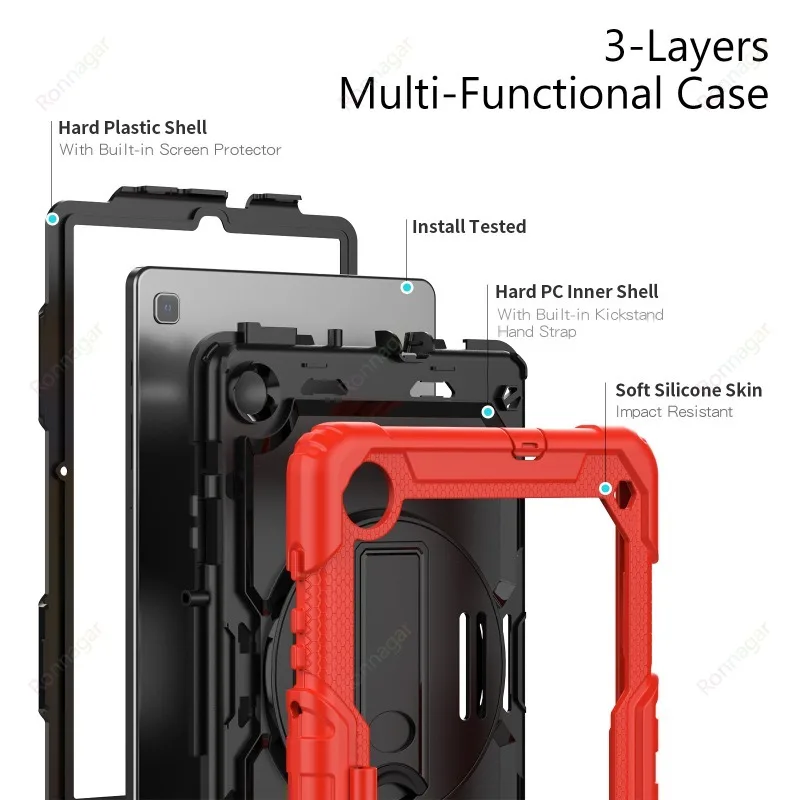 Heavy Duty 360° Rotating Tablet Case with Shoulder Strap