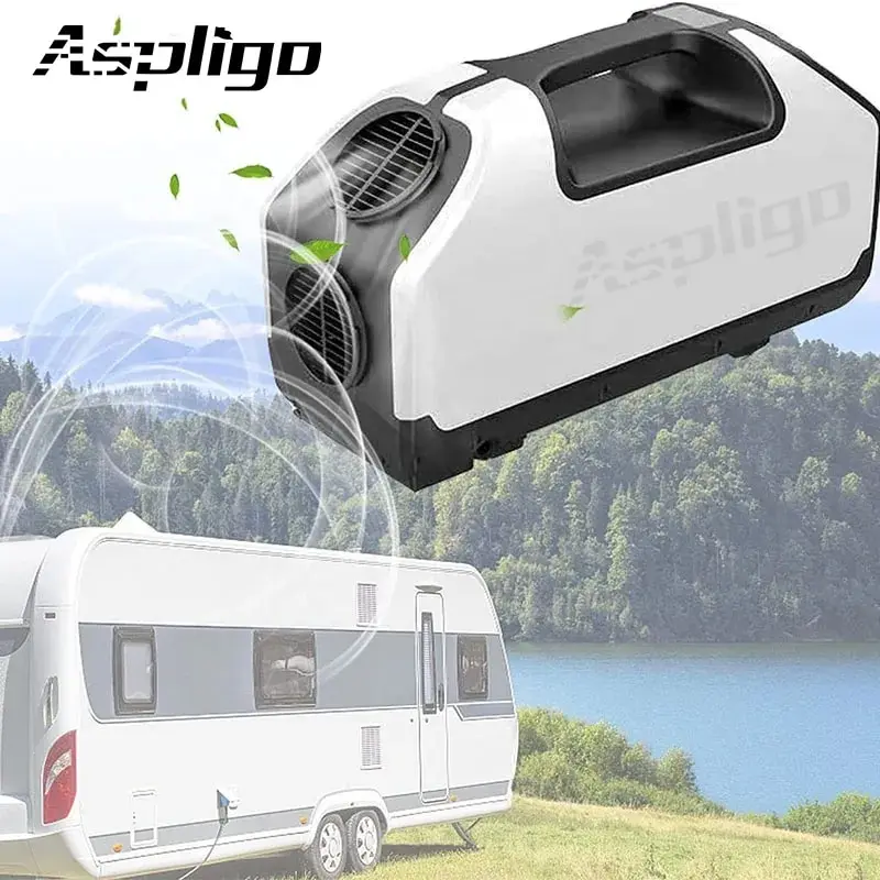 Aspligo 휴대용 텐트 에어컨, 내장 리버스 변압기, 야외 캠핑 에어컨, RV 캐러밴 캠핑 밴용
