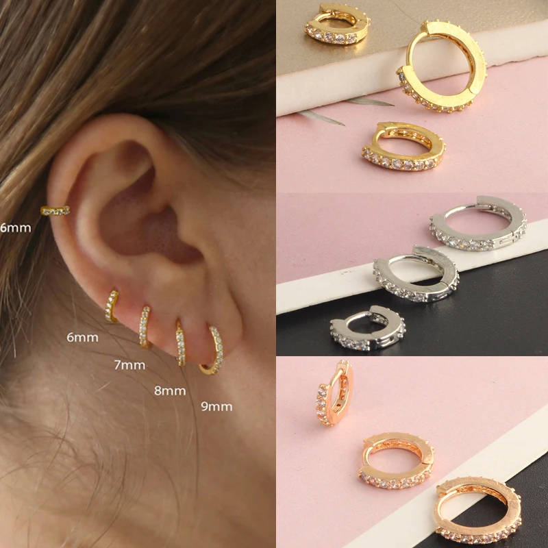 

Small Hoop Earrings Cubic Zirconia Huggie Hoop Earrings White Gold Plated Cartilage Piercing Earrings Ear Cuff Tiny Hoop Earring