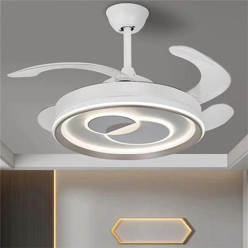 BERTH Modern Stealth Fan Light LED Living room Restaurant Bedroom Children's room Ceiling Fan Light Remote Electric
