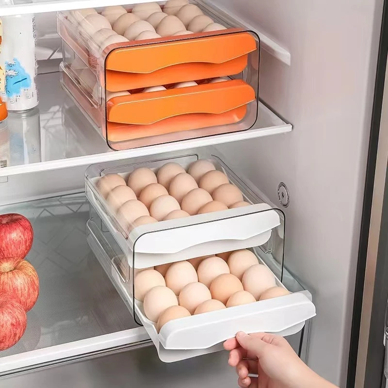 1Pc Egg Storage Box Refrigerator Drawer-Type Duck Egg Cute Double-Layer Kitchen Organization Fresh-Keeping Egg Box 4