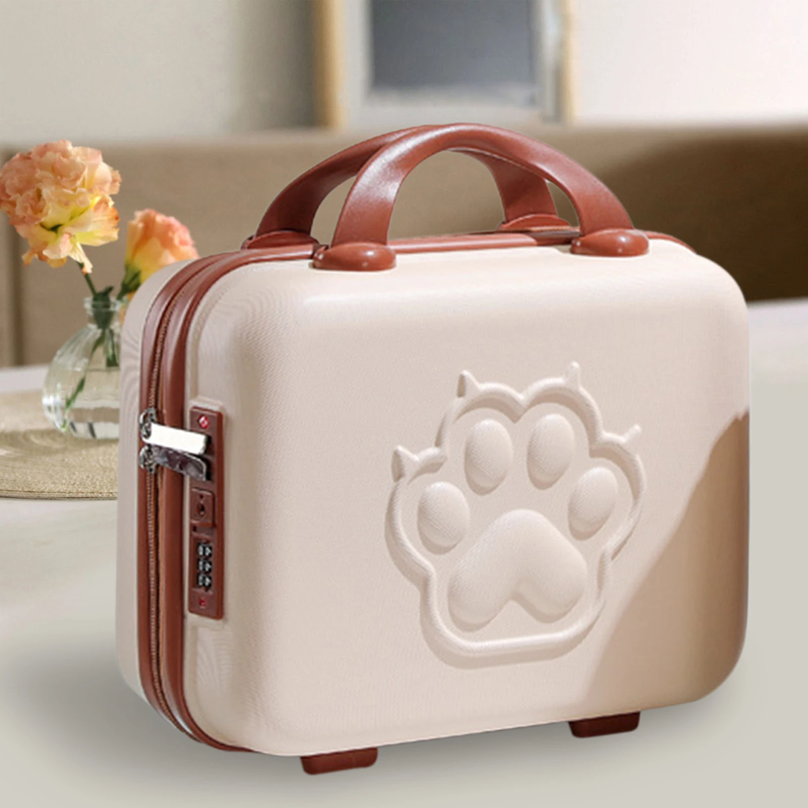 14 inch Small Bear Paw Suitcase Box with Handle Password Lock Mini Luggage Case for Travel Shoes Business Portable Laptops