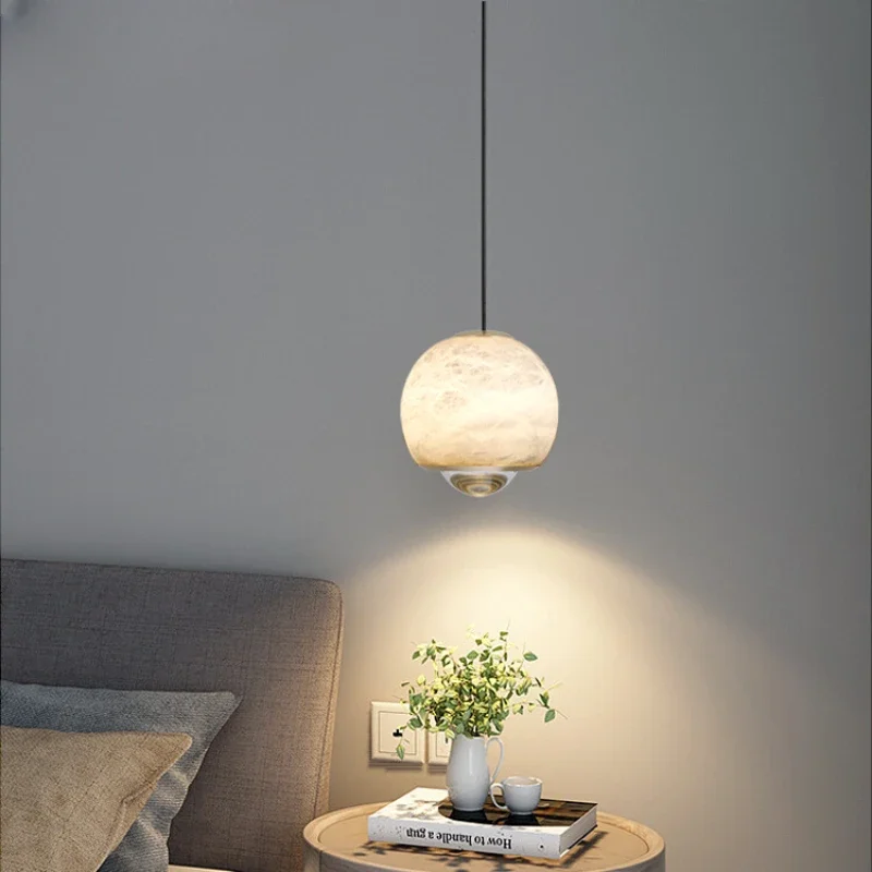 

Natural Marble Pendant LED Lamp Nordic Design Small Chandelier Bedroom Study Living Room Indoor Lighting Minimalist Hanging Lamp