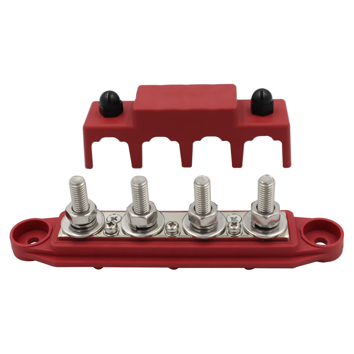 12V Power Distribution Block 250A Bus Bar Terminal Block M8 / M10 4 Way Terminal Studs 48VDC 300VAC For Car Boat power distribution block