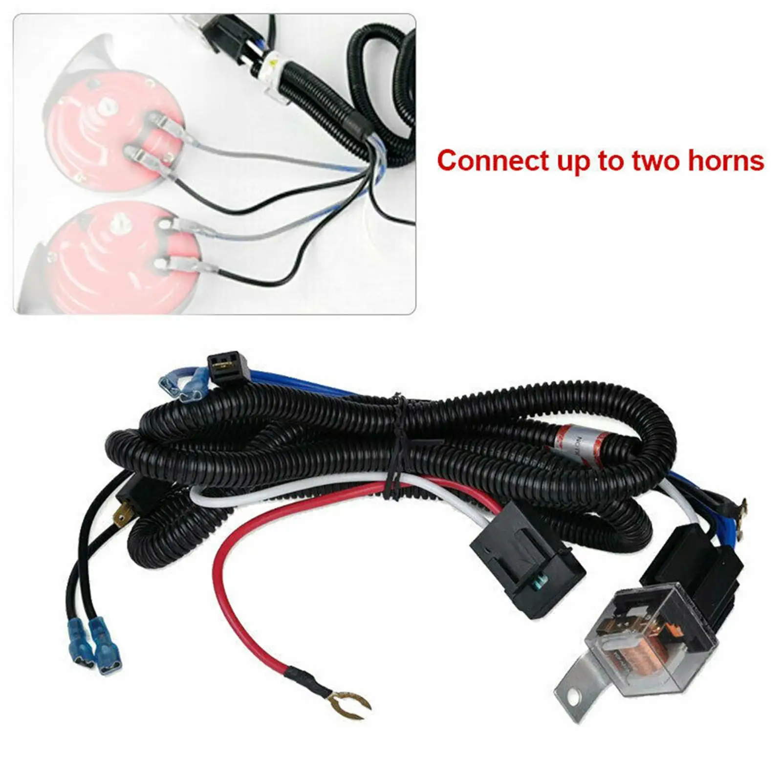 12V / 24V Horn And Wire Harness Relay for Car Grille Assemble Blast Sound Total Length 170cm Auto Spare Parts