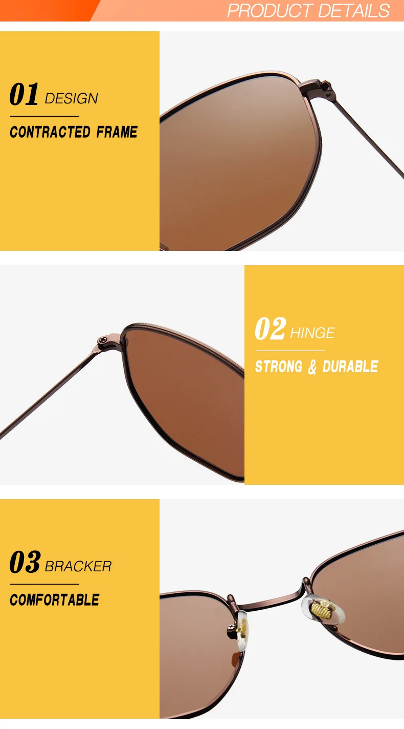 Women's Glasses Hexagon Polarized  Sunglasses 2022 Men Women Square Polygon Sun Glasses Luxury Brand Design Retro Frame Eyewear de sol hombre rose gold sunglasses