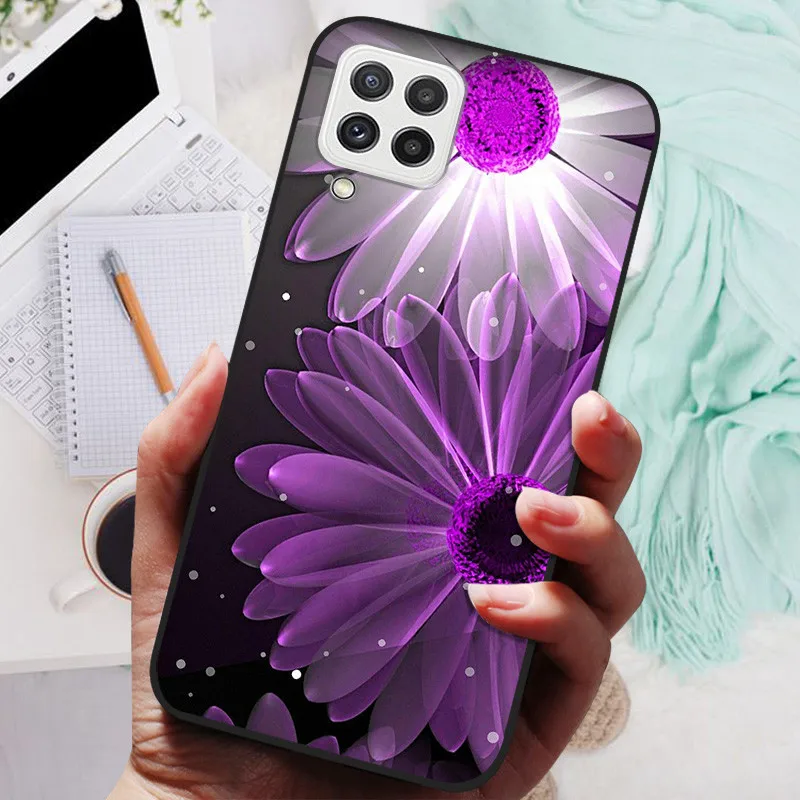 Black Silicone Soft Case with Lion and Wolf Design - Protective Shell for Samsung Galaxy A22/A22s 5G