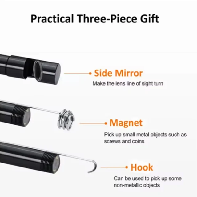 7.0MM TYPE-C Endoscope Camera IP67 Waterproof 6 LEDs Adjustable USB Android Flexible Inspection Borescope Cameras for Phone PC 4