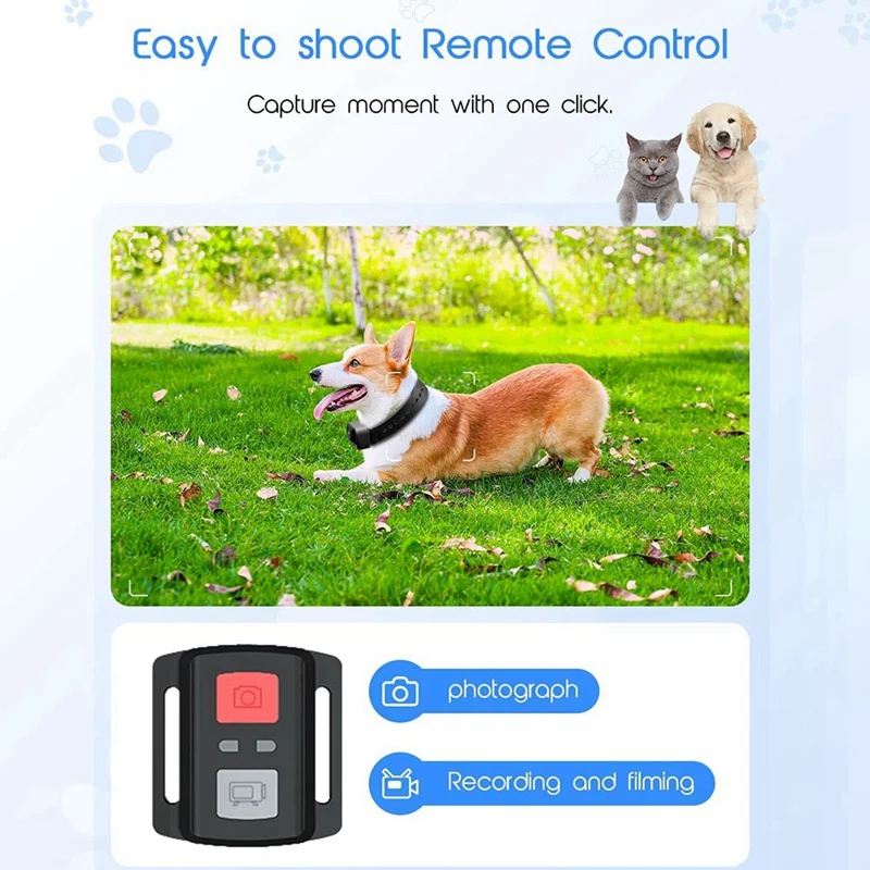4K 30Hz Pet Collar Camera, Animal Vlog Camera Mini Action Camera For Video Records Dog Collar Camera 3