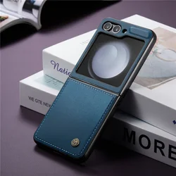 Luxury Magnetic Wallet PU Leather Case with Shockproof Card Holder Pocket Cover - Samsung Z Flip 6 (Blue)