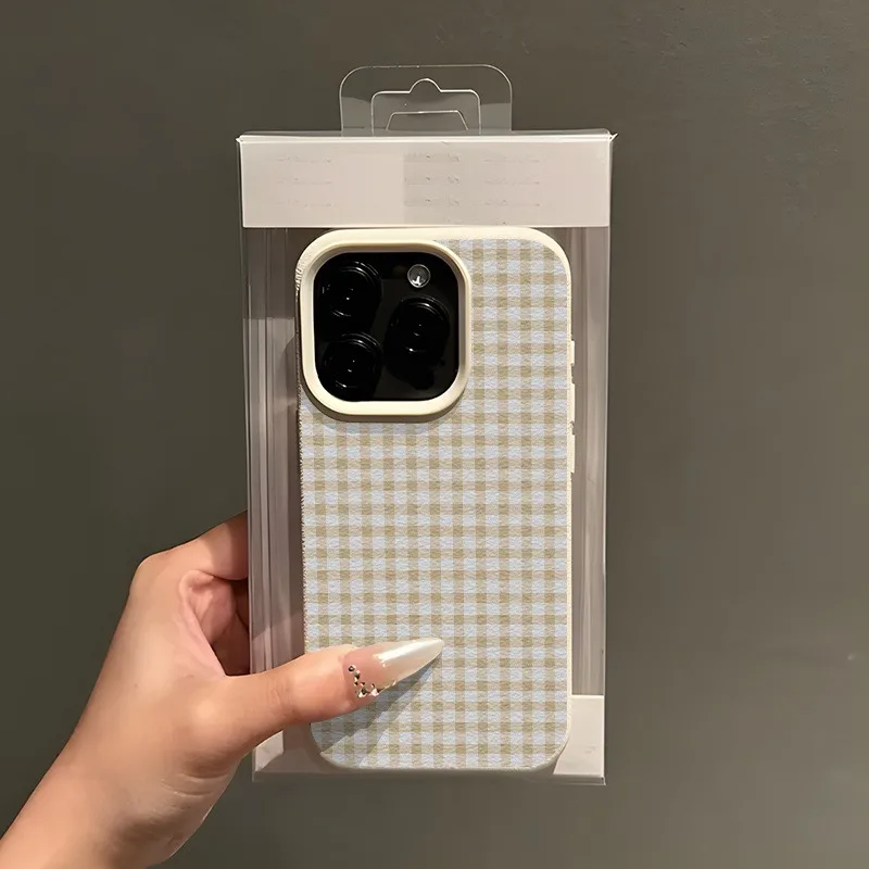 Elegant Lychee Texture Striped Grid Silicone Phone Case