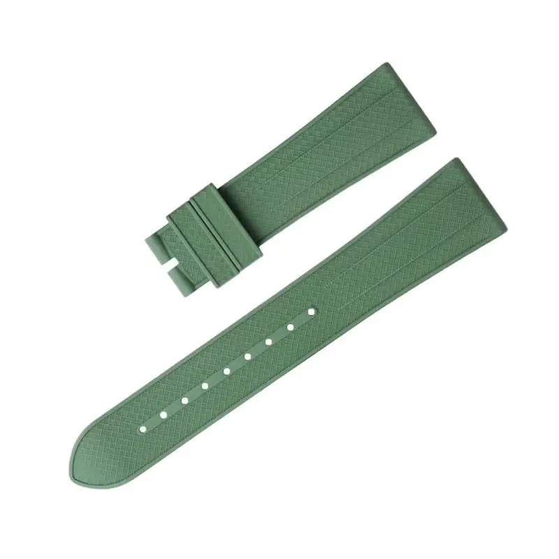 SCHIK 22mm Flat End Soft Fluororubber Watch Band For TUDOR Strap M79360.M79363 Stainless Fold Buckle Black Bay 1958 GMT 41mm