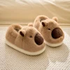 Plush Capybara Slippers Comfortable Closed Toe Slippers Non-Slip Thermal Home Slippers Fluffy Couple Slippers for Indoor Bedroom 2