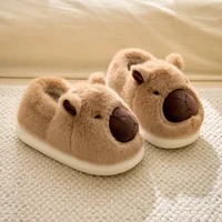 Plush Capybara Slippers Comfortable Closed Toe Slippers Non-Slip Thermal Home Slippers Fluffy Couple Slippers for Indoor Bedroom 2