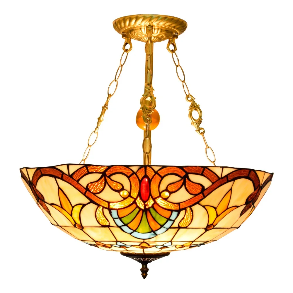 

Stained glass chandelier 20 " Baroque Pendant Lamp Style Retro European Creative Tiffany Pendant Light Stained Glass Living