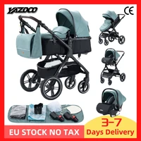Poussette de voyage portable luxueuse 3 en 1 pour bébé, landau, cadre en aluminium, paysage élevé, nouveau-né 1