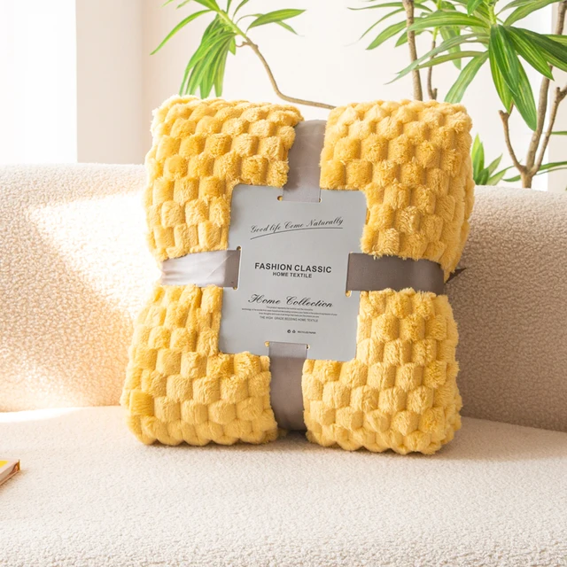 1PC Solid Color Check Four Seasons Blanket, Soft and Comfortable Bed Blanket Sofa Blanket Suitable for Home Travel 10