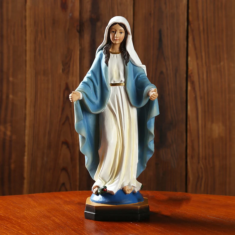 

Our Lady Of Statue Resin Sculpture Decoration Figurine Religious Gift High Quality Souvenirs Virgin Mary Home Nordic Retro Fairy