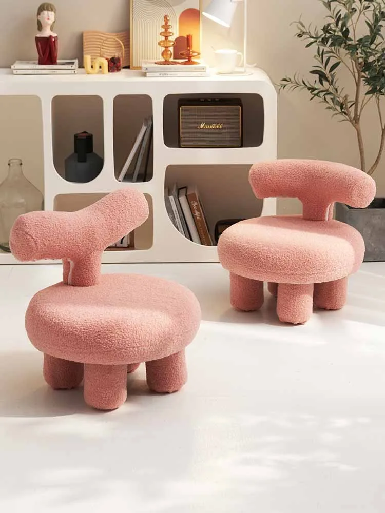 Lamb Stool Home Living Room Modern Simple Net Red Sofa Children's Low Light Stool Luxury Stool for Shoe