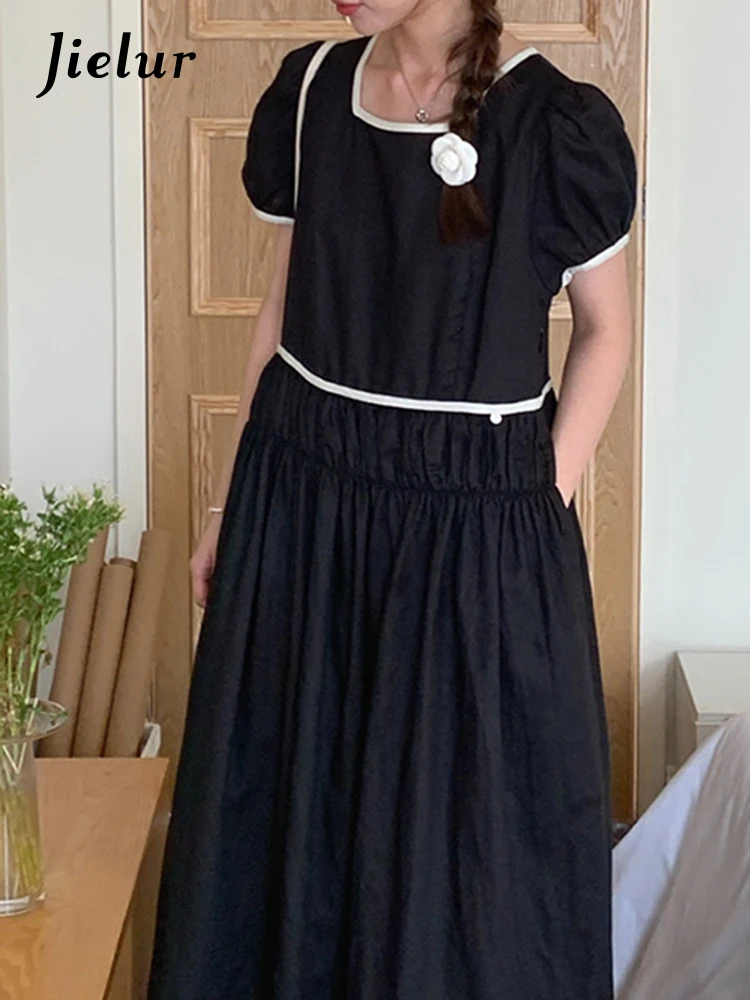 Sommer neue Kontrast farbe schlanke Frauen Kleid Mode Straße Retro hohe Taille Kleider weiblich schick süß elegant Frau Kleid
