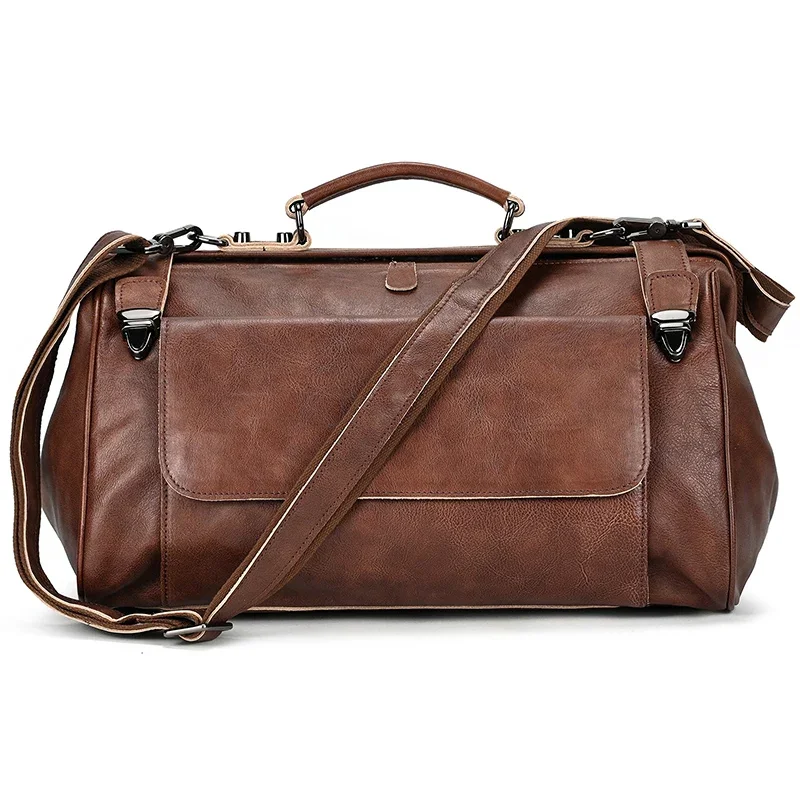 Genuine Leather Duffle Travel Bag for Men 45cm