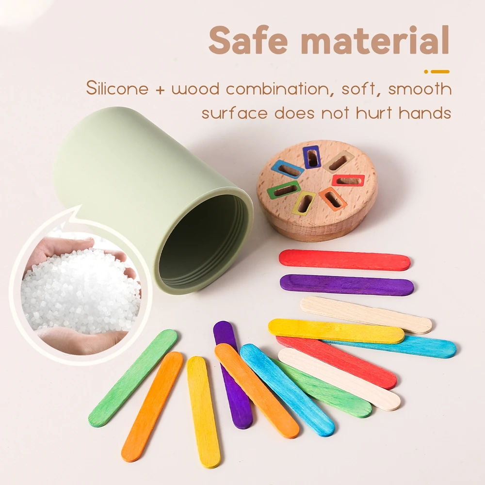 Montessori Baby Toys Silicone Educational Toys Color Matching Bucket Cognitive Toddler Sensor Game Baby Games 2 Years