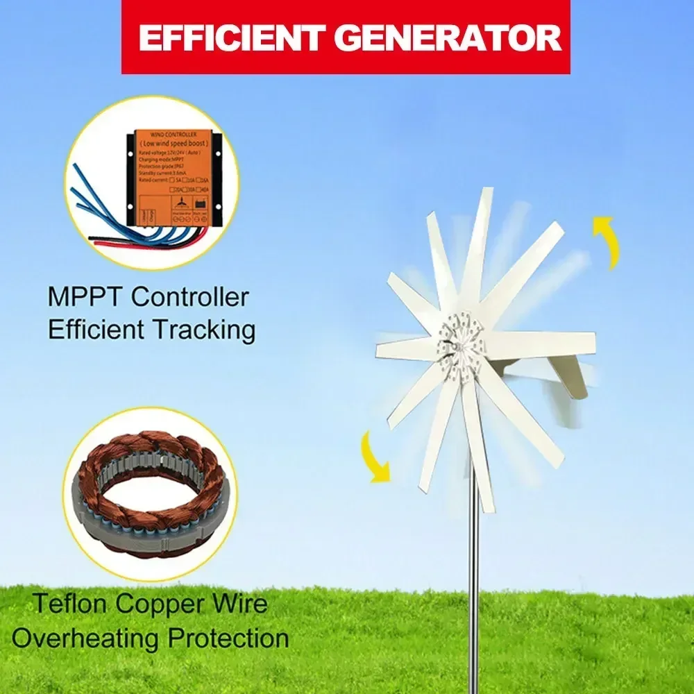 10000w 10 Blätter Windkraft anlage 12/24V MPTT Controller kleine Windkraft anlage für Heim fabrik verwenden geräuscharm hohe Effizienz