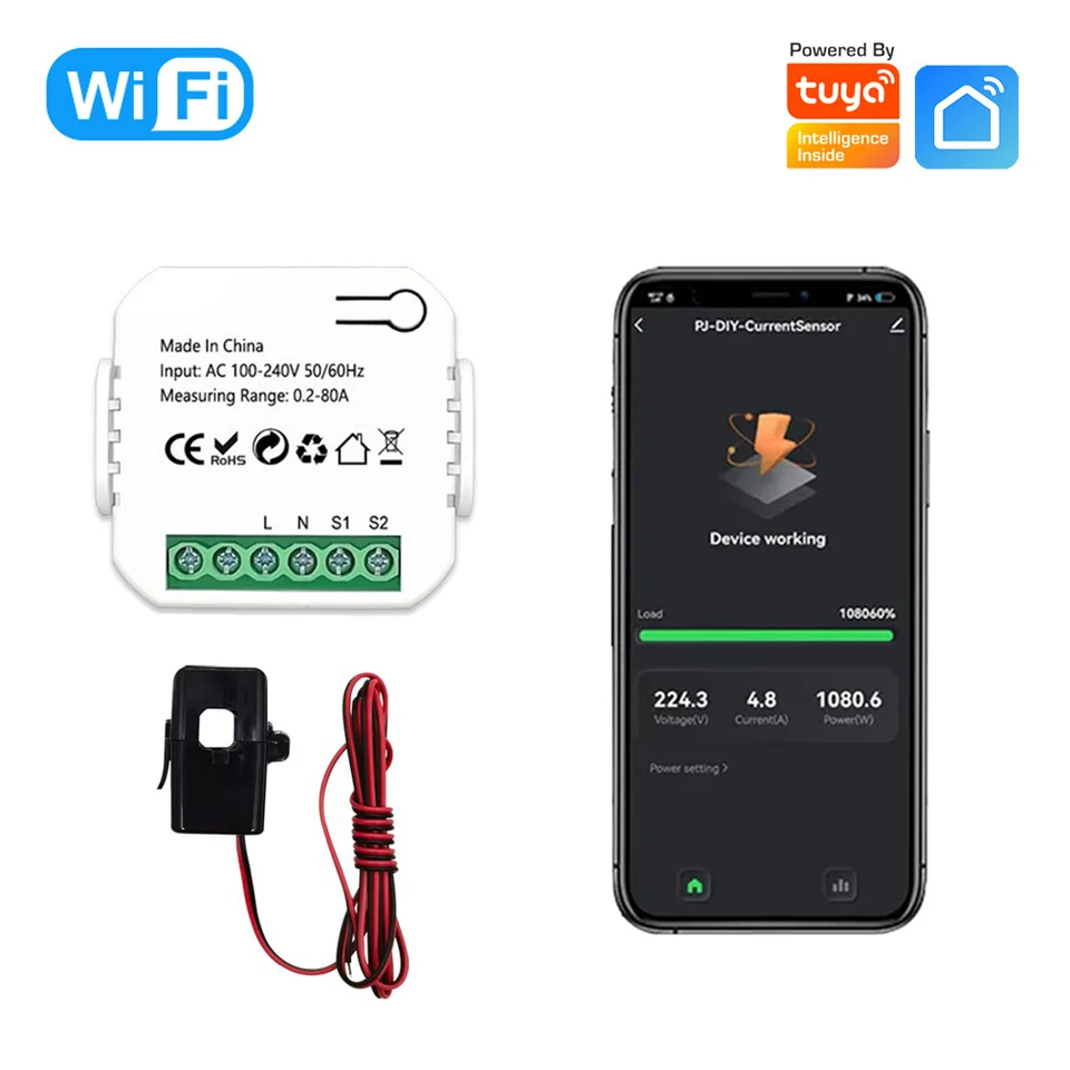 Tuya Smart Life WIFI Energy Meter 80A W/ Clamp Ct App KWh WIFI Energy Monitoring - View #10